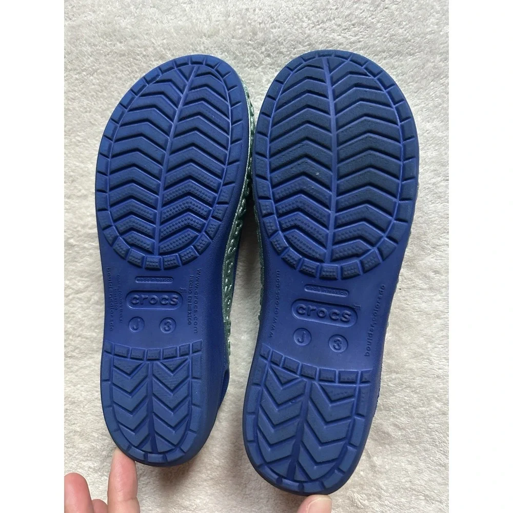 Crocs Kadee Stretched Sole Girls Ballet Flats Sz 3 (J3) Royal & Light Blue